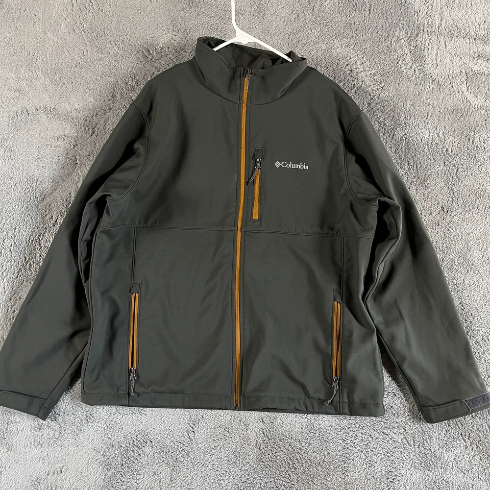 Columbia Ascender Softshell Jacket Mens XL Dark Green Fleece Lined Full Zipper